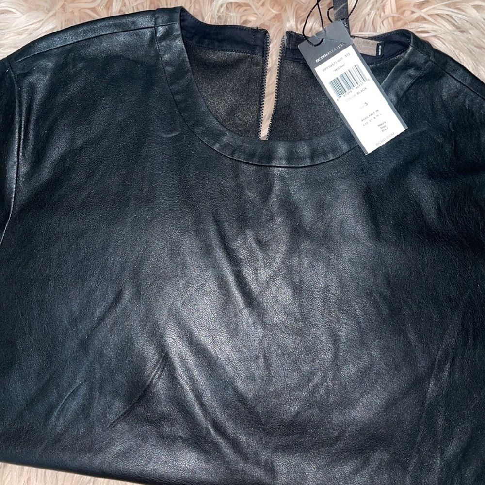 BCBG faux leather top